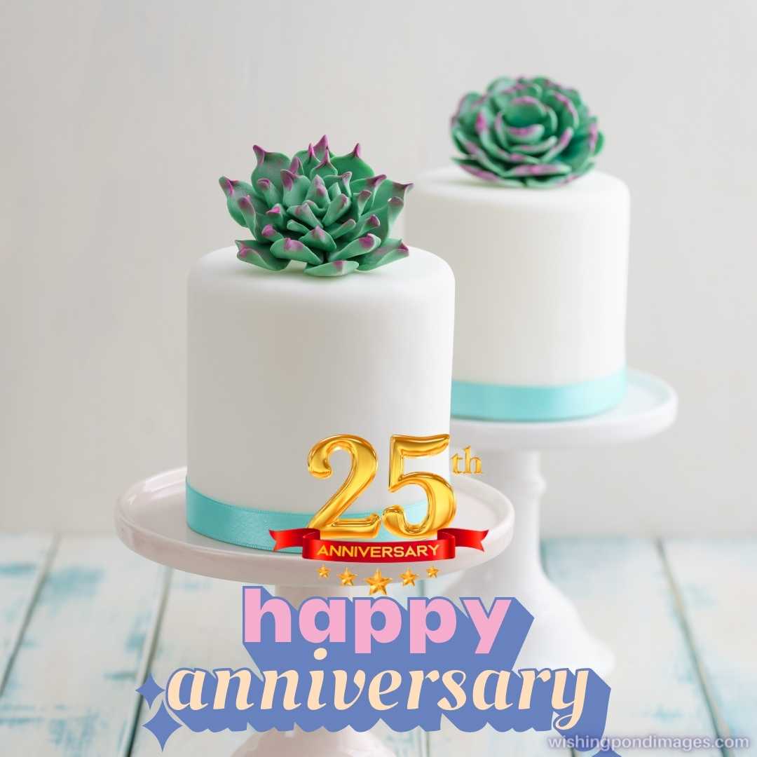 Two white mini wedding cakes covered with fondant with gum paste succulents on cake stands