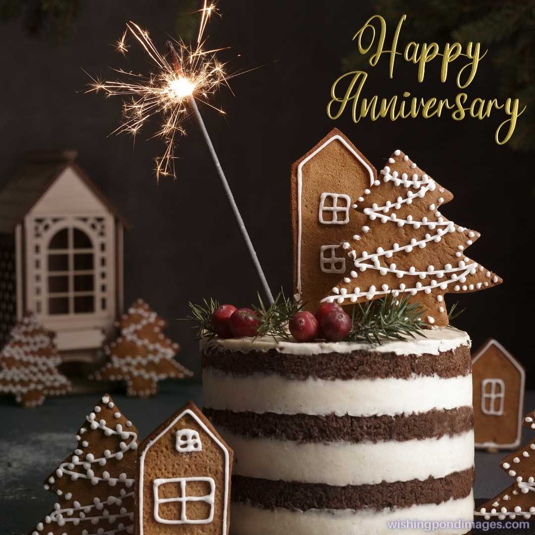 Sponge cake with Christmas accessories